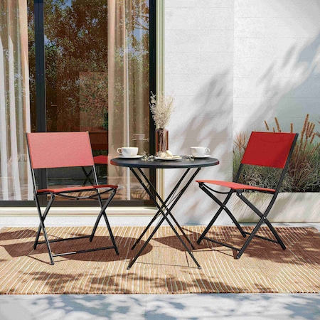 Flash Furniture Brazos Folding Chairs w/Red Flex Comfort Material Backs and Seats and Black Metal Frames, 2PK TLH-SC-097-RED-02-GG